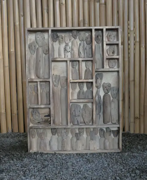 Product image 1 of the product “Wall Art - Human Tribe, made from recycelt wood. 60 x 80 cm ”